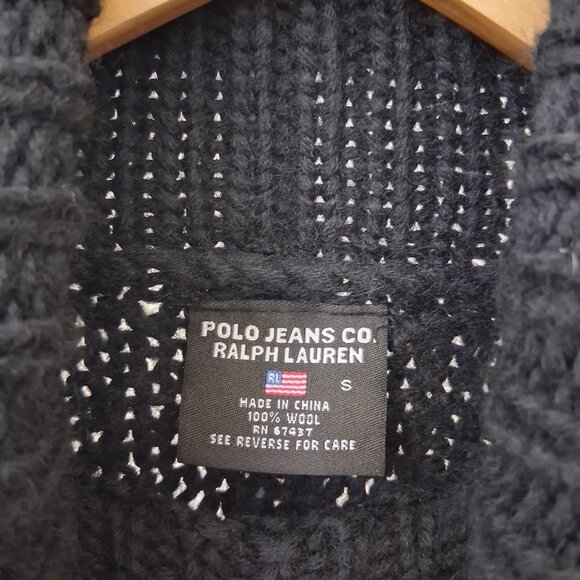 Ralph Lauren Polo Jeans Black 100% Wool Turtleneck Sweater - Picture 2 of 6